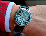 Чоловічий наручний годинник — незвичайний стильний на шкіряному ремінці, Модний чоловічий годинник, фото 6