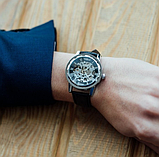 Чоловічий наручний годинник — незвичайний стильний на шкіряному ремінці, Модний чоловічий годинник, фото 5