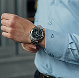 Годинники механічні з металевим ремінцем, Чоловічі класичні годинник з автоподзаводом срібні, фото 3