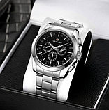 Годинники механічні з металевим ремінцем, Чоловічі класичні годинник з автоподзаводом срібні, фото 4