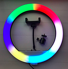 Кільцева кольорова селфі лампа RGB 30см MJ30, без штатива, фото 8
