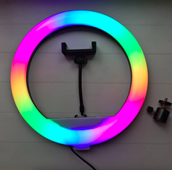 Кільцева кольорова селфі лампа RGB 30см MJ30, без штатива