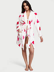 Плюшевий Халат Victoria's Secret Cozy Plush Robe, Білий із серцями M/L