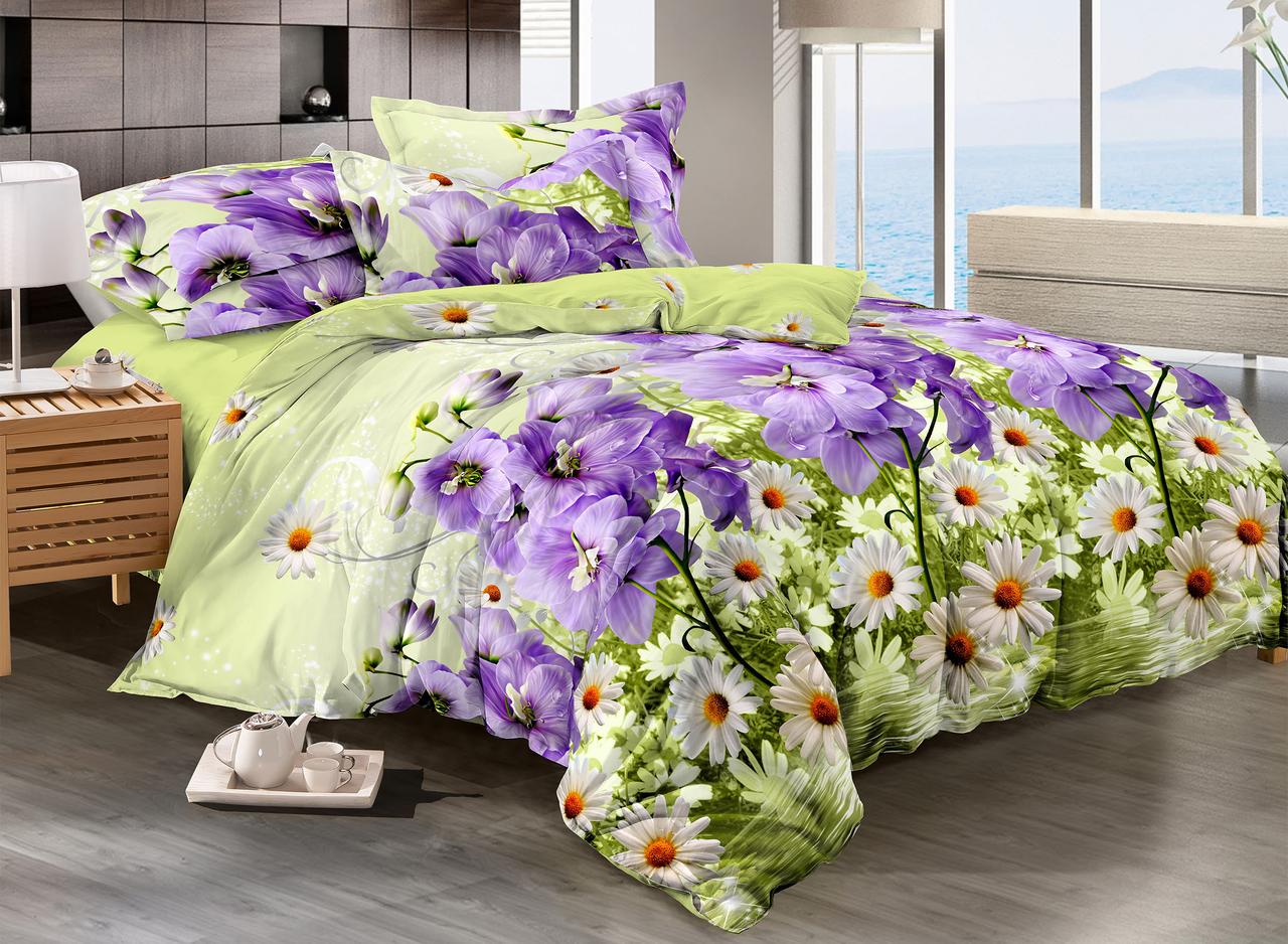 Постільний комплект двоспальний 180х220 Сатин Люкс (19228) Двостороння постільна білизна з 4 наволочками, фото 1