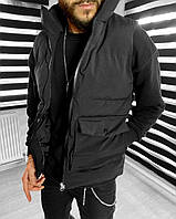 Мужская крутая модная жилетка с карманами (чёрная ). Мужская чёрная безрукавка
