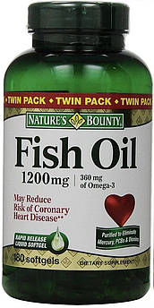 Жирні кислоти nature's Bounty Fish Oil 1200 mg 180 капсул (4384304063)