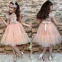 Праздничное платье для девочки 3-4 лет Нарядное детское пудровое платье