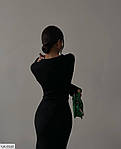 Длинное трикотажное платье с воротником, 42-44, 44-46,  чёрный, хаки, фото 2