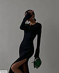 Длинное трикотажное платье с воротником, 42-44, 44-46,  чёрный, хаки, фото 3