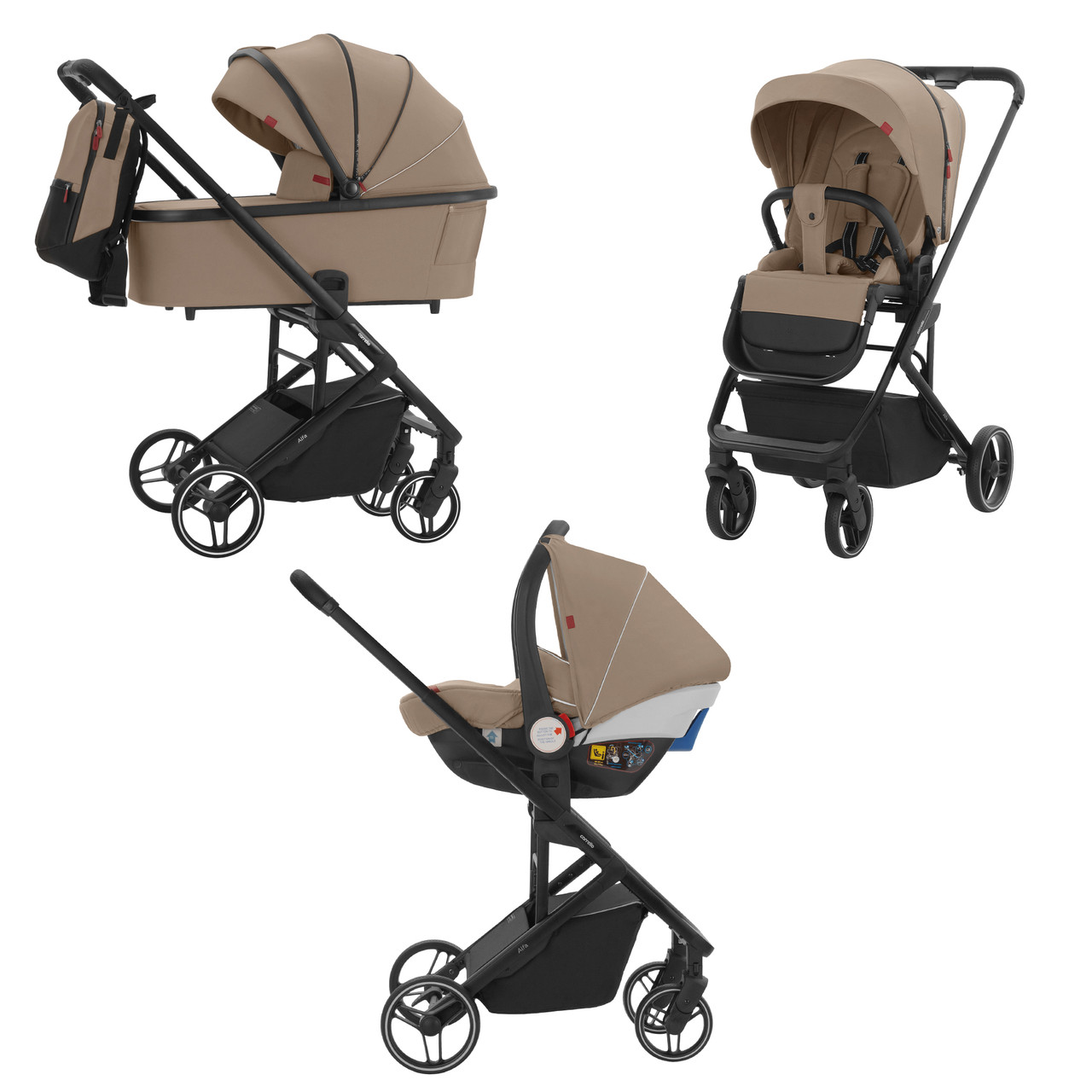 Універсальна коляска трансформер 3в1 CARRELLO Alfa CRL-6508 Evening Beige з автокріслом 0+