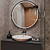 Настінне кругле дзеркало у ванну з підсвіткою в чорній рамі в лофт стилі Round R2, фото 3
