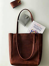 Жіноча сумка шоппер велика натуральна шкіра ручна робота темно- коричнева Shoрper, фото 2