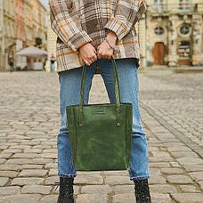 Жіноча сумка шоппер велика натуральна шкіра ручна робота темно- коричнева Shoрper, фото 3
