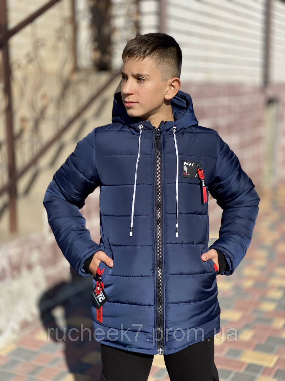 Зимова куртка для хлопчика ріст 140 - 152 темно-синій