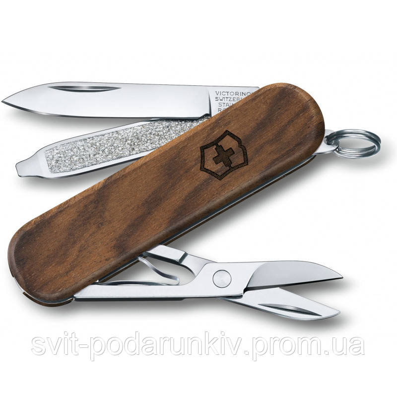 Маленький складний ніж-брелок Victorinox CLASSIC SD WOOD 0.6221.63 с дерев'яними накладками