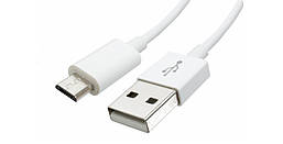 Шнур шт. USB А -шт. micro USB, діам.-3мм, 2м, білий