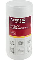 Серветки вологі для очищення, оргтехніки, бокс 100 шт. AXENT