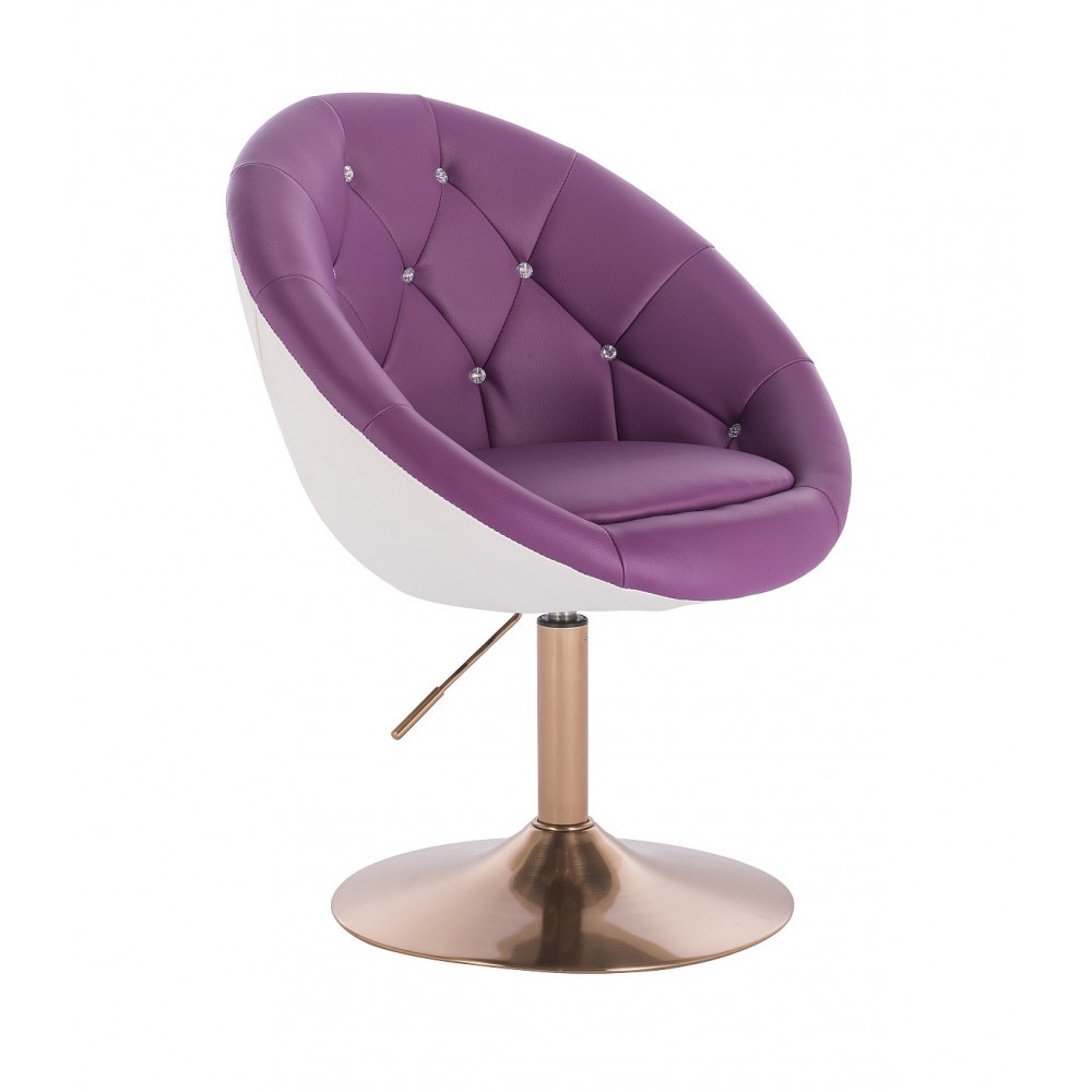 Перукарське крісло на пневматиці HC8516N фіолетово-білий на золотій основі