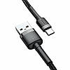 Кабель для зарядки телефону Baseus Cafule USB Cable For Type-C 3A 0.5 m Gray+Black, фото 4