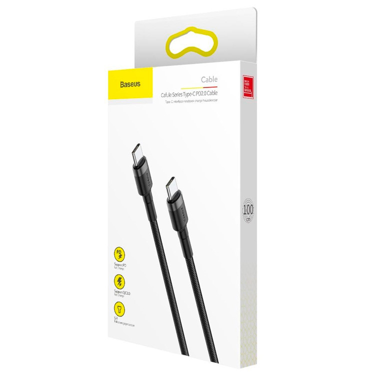 Швидкий кабель для зарядки телефону, планшета, ноутбука Type-C-Type-C 60W Baseus, фото 1