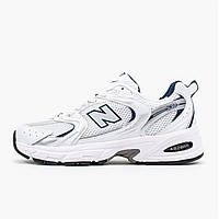 Женские кроссовки New Balance 530 White Grey белые с серым повседневные сетка весна лето