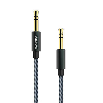 Кабель аукс для автомагнитолыBOROFONE BL3 Audiolink audio AUX cable, 1m Metel Grey
