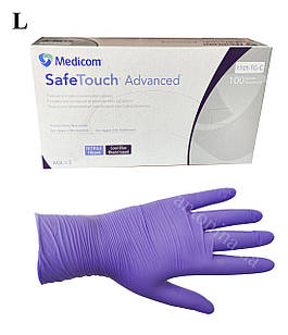 Рукавички нітрилові фіолетові, L, 100 шт/уп