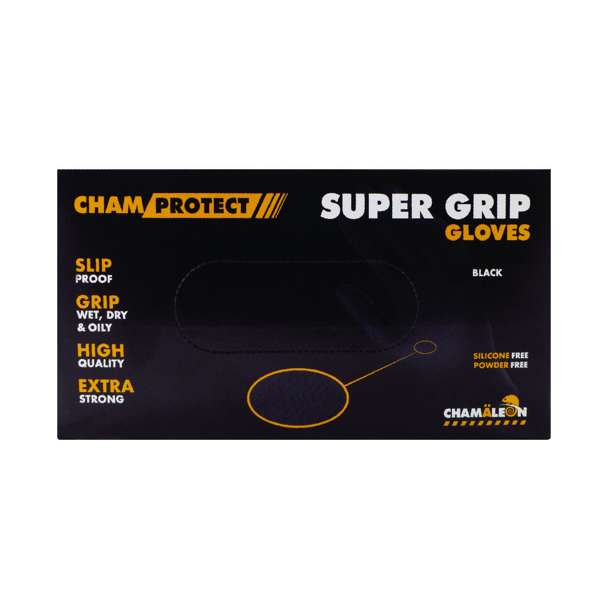 Рукавички нітрилові CHAMAELEON Super Grip чорні, розмір: М, уп.-80шт. (Німеччина)