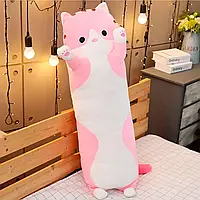 Мягкая игрушка подушка длинный кот антистресс розовый 130см