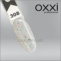 ГЕЛЬ-ЛАК OXXI 308, СЕРЕБРИСТЫЕ И ГОЛОГРАФИЧЕСКИЕ БЛЕСТКИ И КОНФЕТТИ, 10МЛ