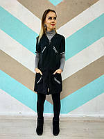 Халат с рукавами , черный, парикмахерский, для мастера маникюра, визажиста