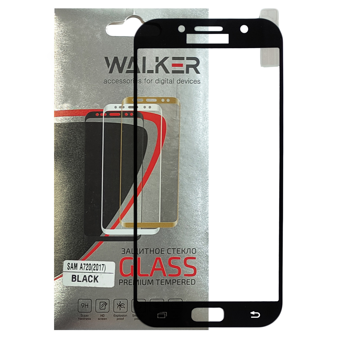 Захисне скло Walker 3D Side Glue для Samsung A720 Galaxy A7 2017 Black