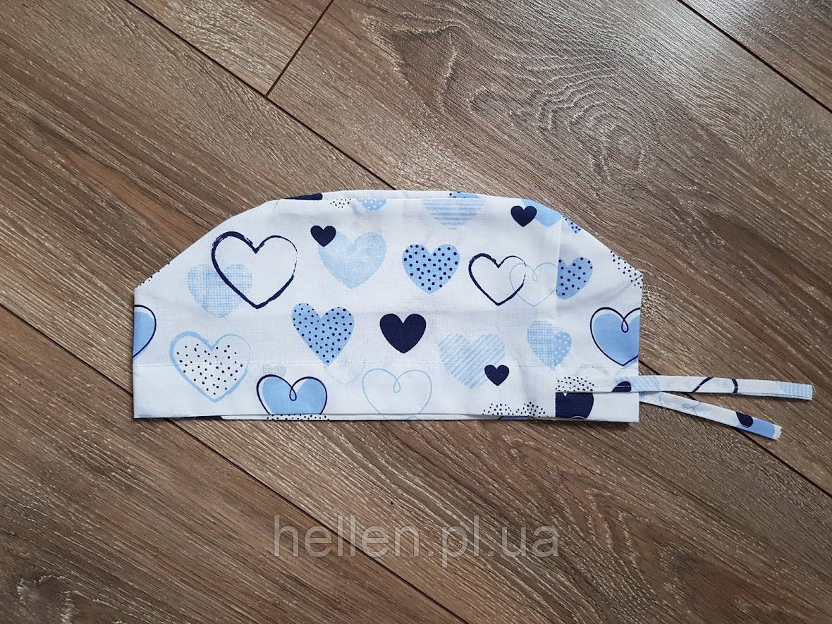 Медична шапочка з принтом "Блакитні серця"