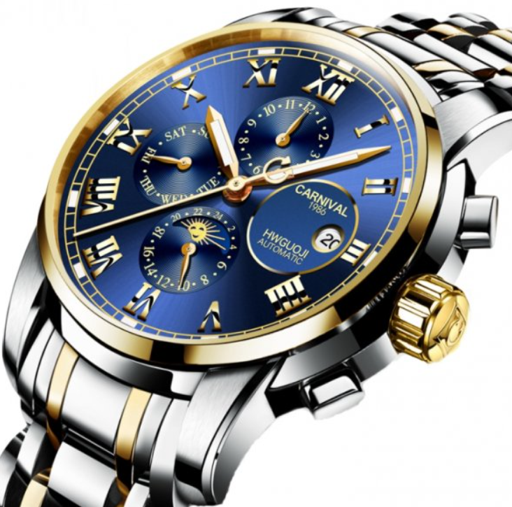 Гарний стрілковий чоловічий годинник, Класичний механічний чоловічий годинник із металевим браслетом, фото 1