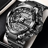 Спортивний наручний електронно-стріляний годинник із будильником із каучуковим ремінцем, фото 2