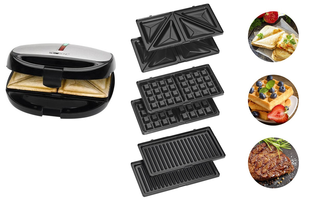 Сендвіч набір 3 в 1 CLATRONIC ST/WA 3670 сендвичница, гриль, вафельниця, фото 1