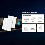 Настінний бездротовий вимикач SONOFF T2EU в комплекті з WI-FI реле, Білий колір, Один канал управління, фото 5