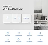 Настінний бездротовий вимикач SONOFF T2EU в комплекті з WI-FI реле, Білий колір, Один канал управління, фото 3
