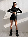 Чорна шкіряна спідниця рептилія з розрізом (р. S, M) 6611544Е, фото 3