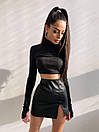Чорна шкіряна спідниця рептилія з розрізом (р. S, M) 6611544Е, фото 2