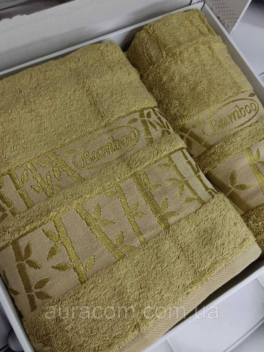 Набір бамбукових рушників, у коробці. бежевий колір, Pupilla,Туреччина
