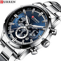 Часы мужские Curren Chronograph Silver-Blue Часы наручные, Мужские часы, Кварцевые часы