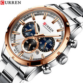 Годинник чоловічий Curren Chronograph Silver-White Годинник наручний, Чоловічий годинник, Кварцовий годинник