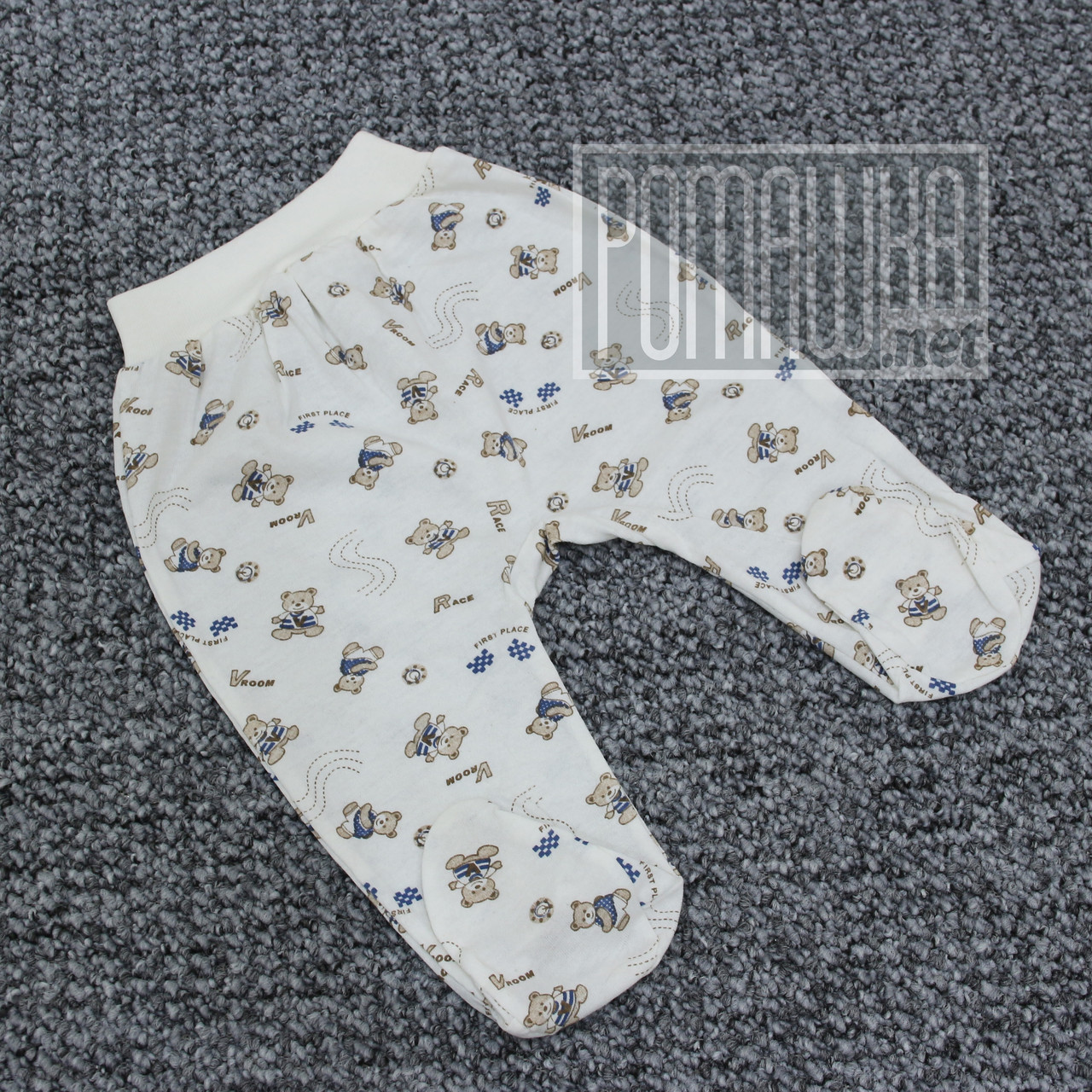 Хлопковые детские евро ползунки р 68 3-5 месяцев штанишки с широкой резинкой для малышей КУЛИР 3420 Голубой - фото 4 - id-p267435280