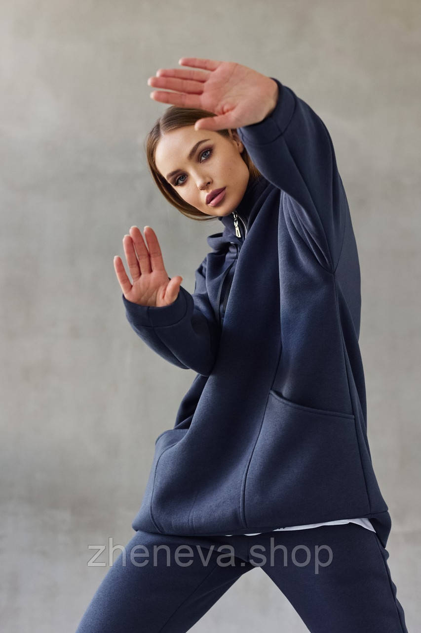 Толстовка стильна, модна тринитка на флізі, капюшон, на блискавці, фото 1