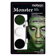 Набор театрального грима Mehron Tri-Color Makeup Palette (Monster)