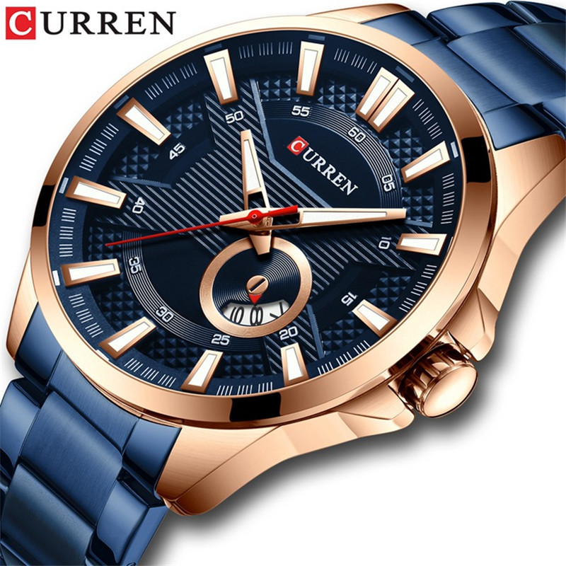 Годинник чоловічий Curren Blue-Gold Business Watch Годинник наручний чоловічий годинник, Кварцовий годинник