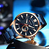 Годинник чоловічий Curren Blue-Gold Business Watch Годинник наручний чоловічий годинник, Кварцовий годинник, фото 5