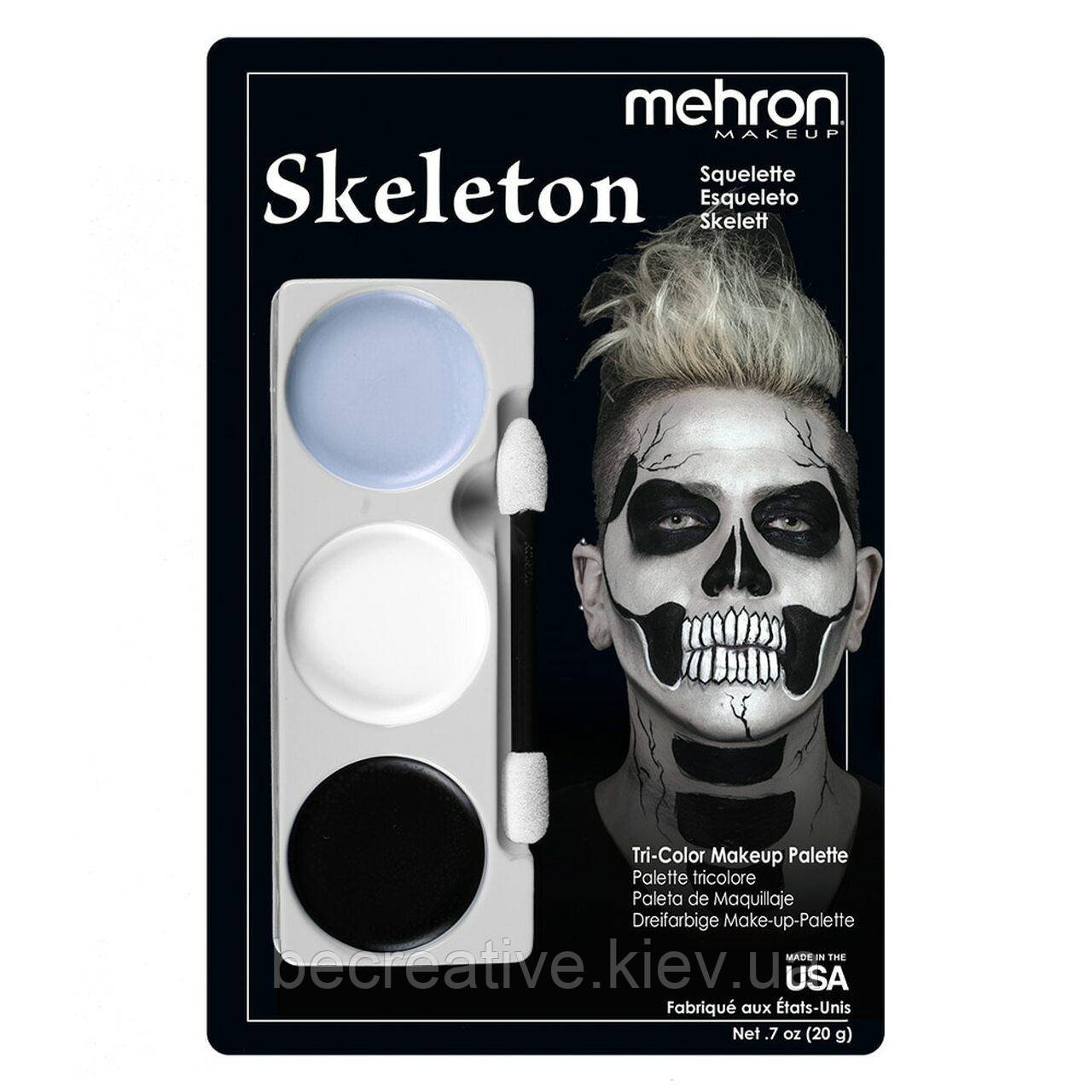Набір театрального гриму Mehron Tri-Color Makeup Palette (Skeleton)