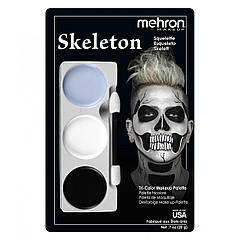 Набор театрального грима Mehron Tri-Color Makeup Palette (Skeleton)